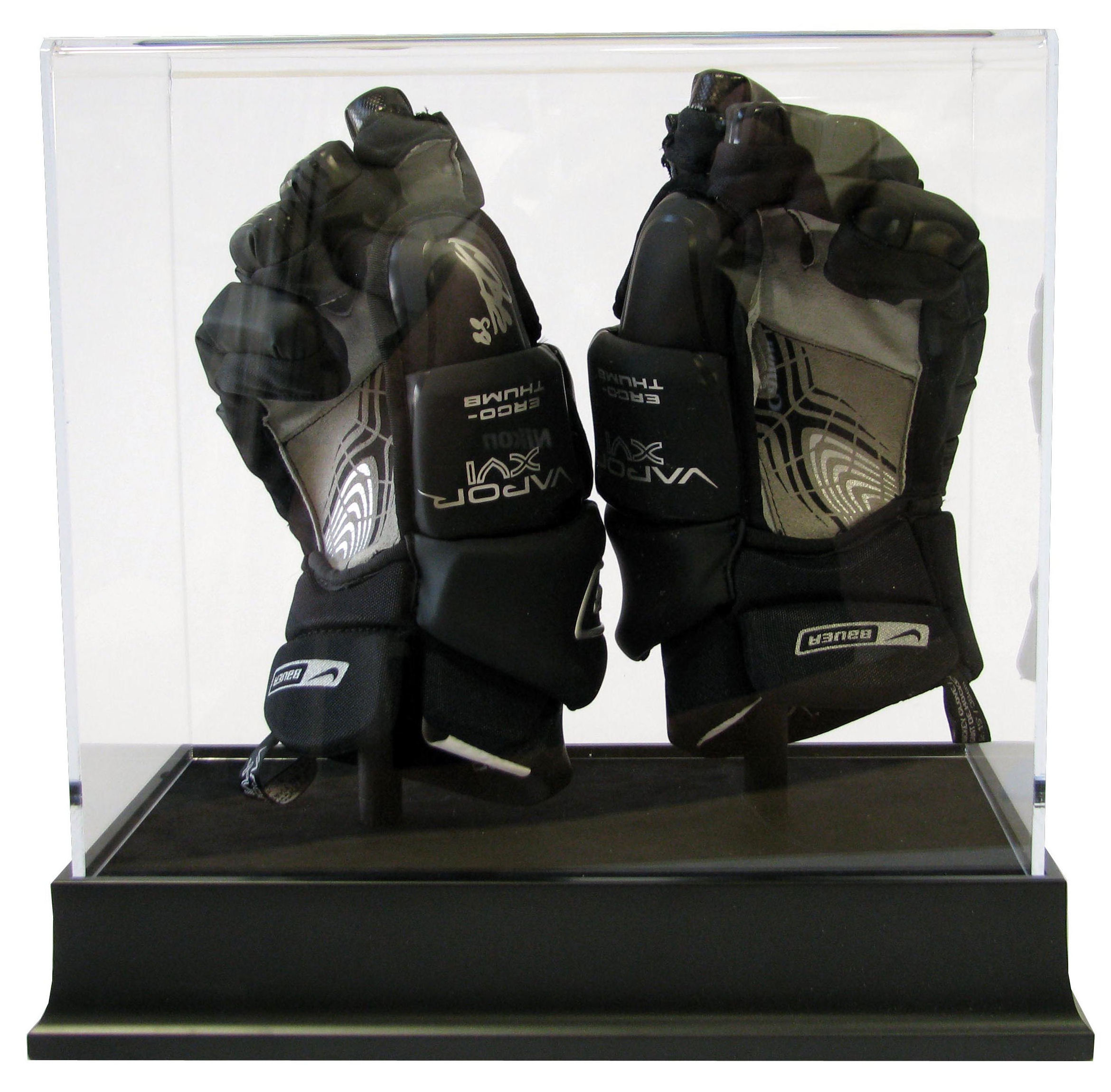 Clear Acrylic one Hockey glove Display Case Silver or Gold risers Collectibles Sport Glove Holder