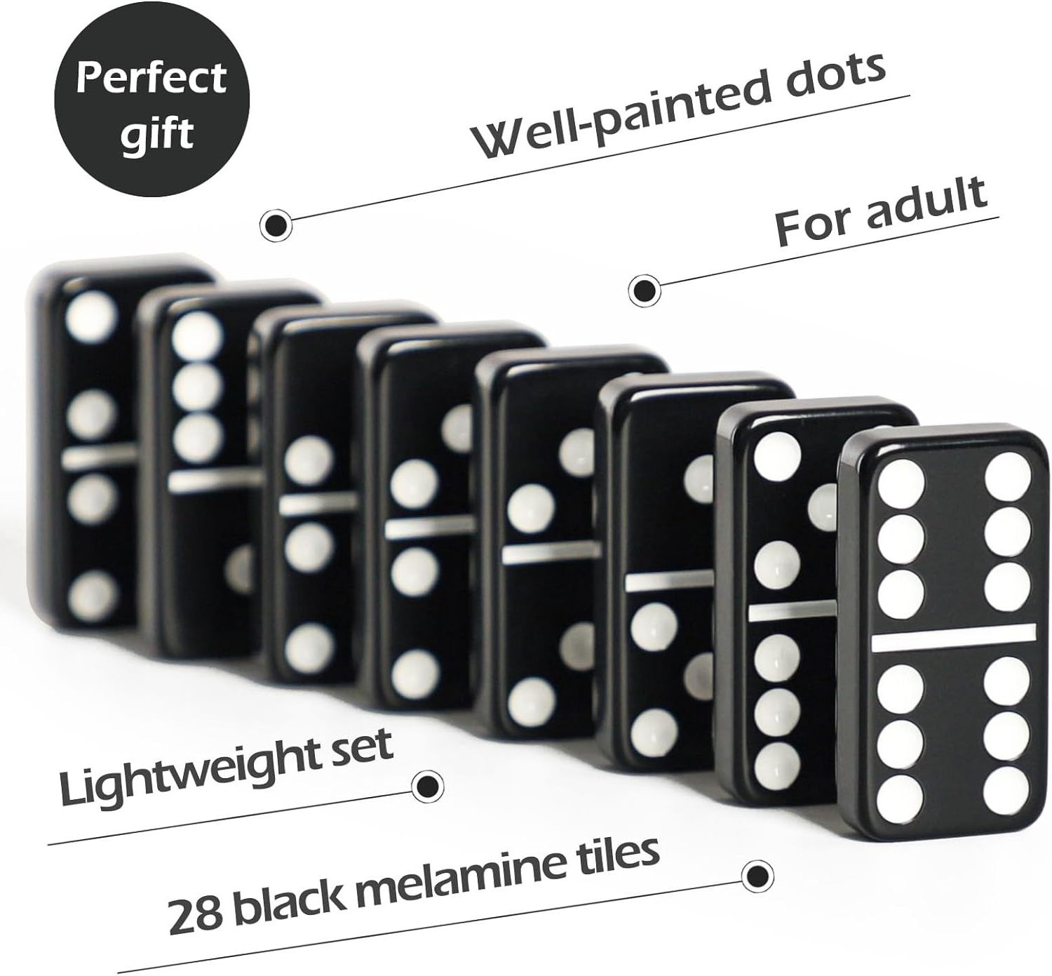 Custom Design Matador Black Dominoes White Spots Double 6/9 Family Domino Game Set