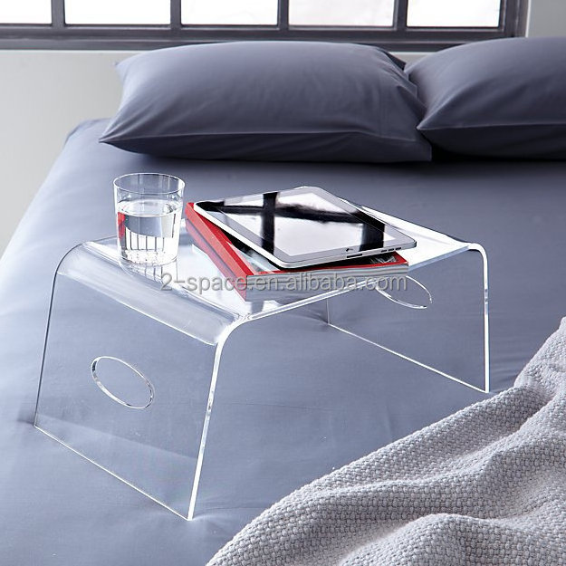 Clear Acrylic Bed Tray Serving Tray Display Table Laptop Desk with Handles