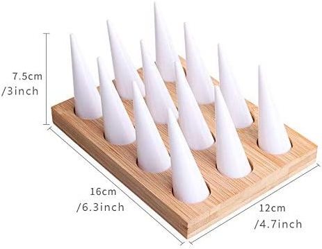 wood ring display white Acrylic conical ring Holder Set Lucite Jewelry Cone Tower for exhibitions