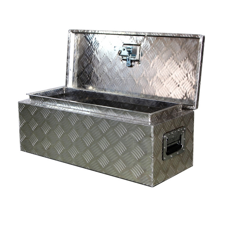 aluminium tool box with two gas strut and one T handle lock