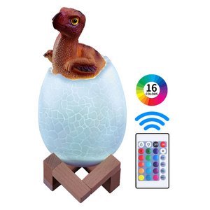 New Products 16 Colors Changeable Light Lamp Remote Control Touch 3D Egg Stealing Dinosaur Small Night Light For Kids