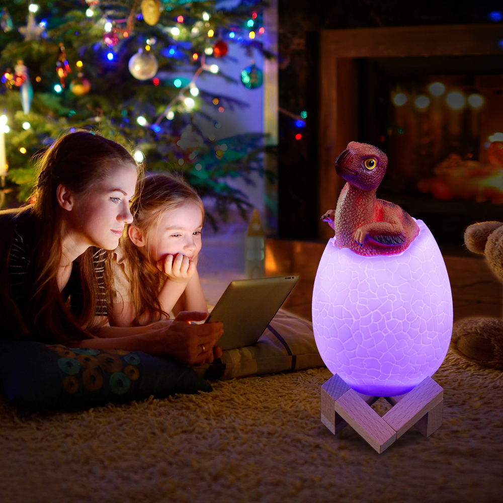 New Products 16 Colors Changeable Light Lamp Remote Control Touch 3D Egg Stealing Dinosaur Small Night Light For Kids