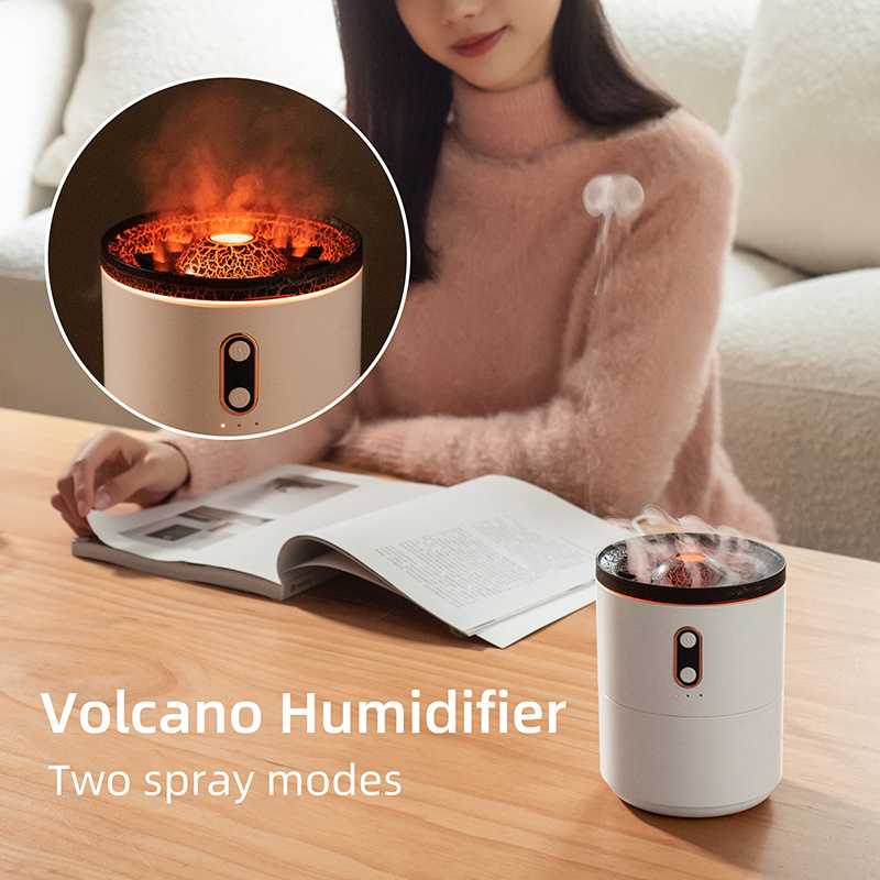 New Trend Portable 450 ML Fire Cool Mist Volcano Humidifier Ultrasonic Mini Flame Aroma Diffuser Air Humidifier