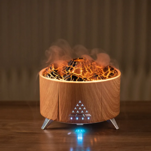 2023 Smart Winter Moisten Crack Mountain Portable Home Fragrance Mist Essential Oil Bluetooth Speaker Flame Fire Aroma Diffuser