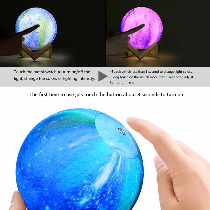 Hot Product Romantic Star Space USB Moon Lamp Pet Lamps  Remote Touch Control Starry Sky 3D Led Night Light