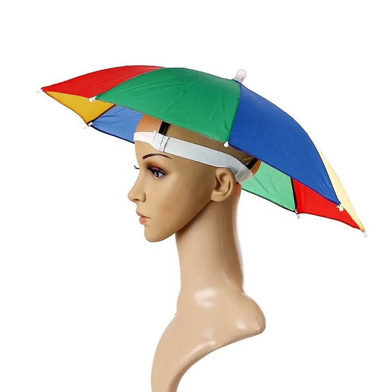 Lightweight Watermelon Color Strip Weather Rainbow Fishing Head Umbrella Hat For Fishing