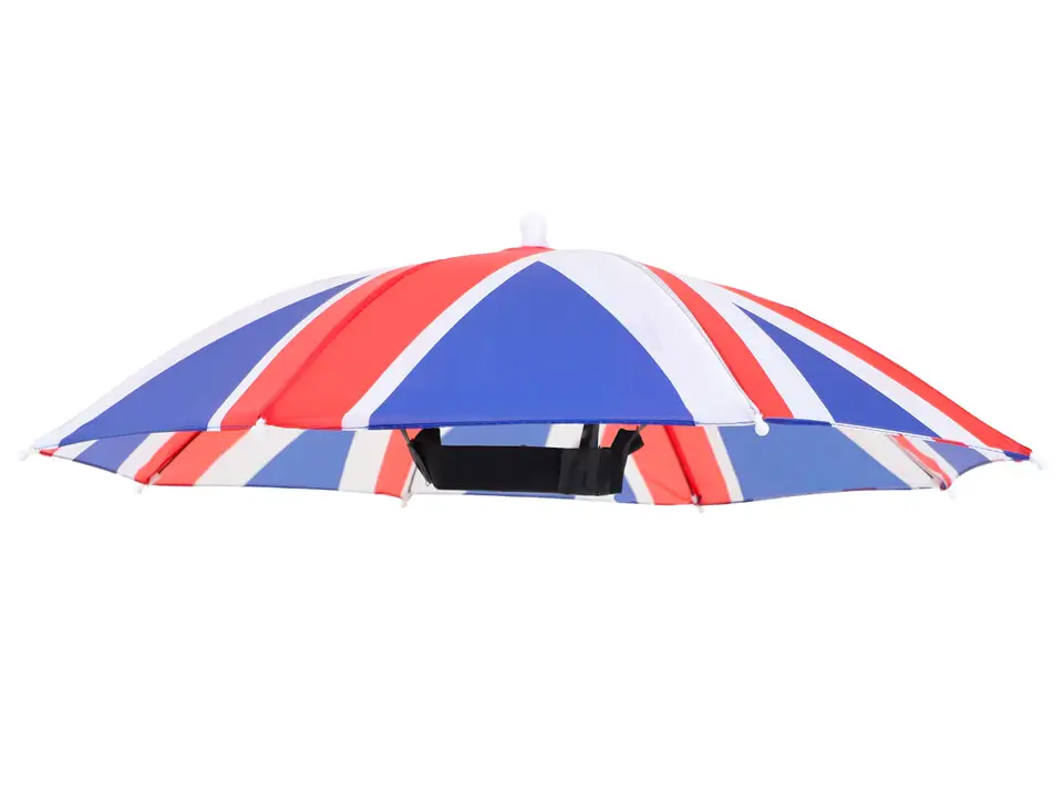 Custom Logo Mini Football Fans UK Flag Head Umbrella Hat Sun Protection Rainy Umbrella For Climbing Fishing