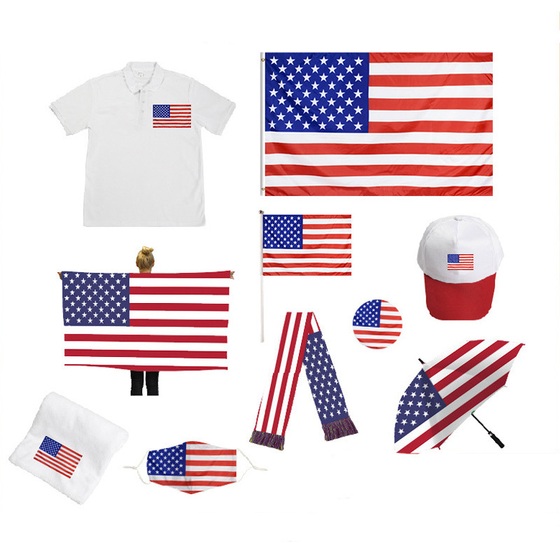 Wholesale Customized Election Activity Products Promotional Umbrella American Flag Tee Shirts Pins With High Quality