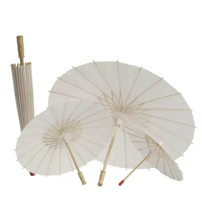 Wholesale Promotional Custom Paper Brida Wedding Umbrellas White Parasol Handmade Plain Chinese Craft Umbrella for Decoration