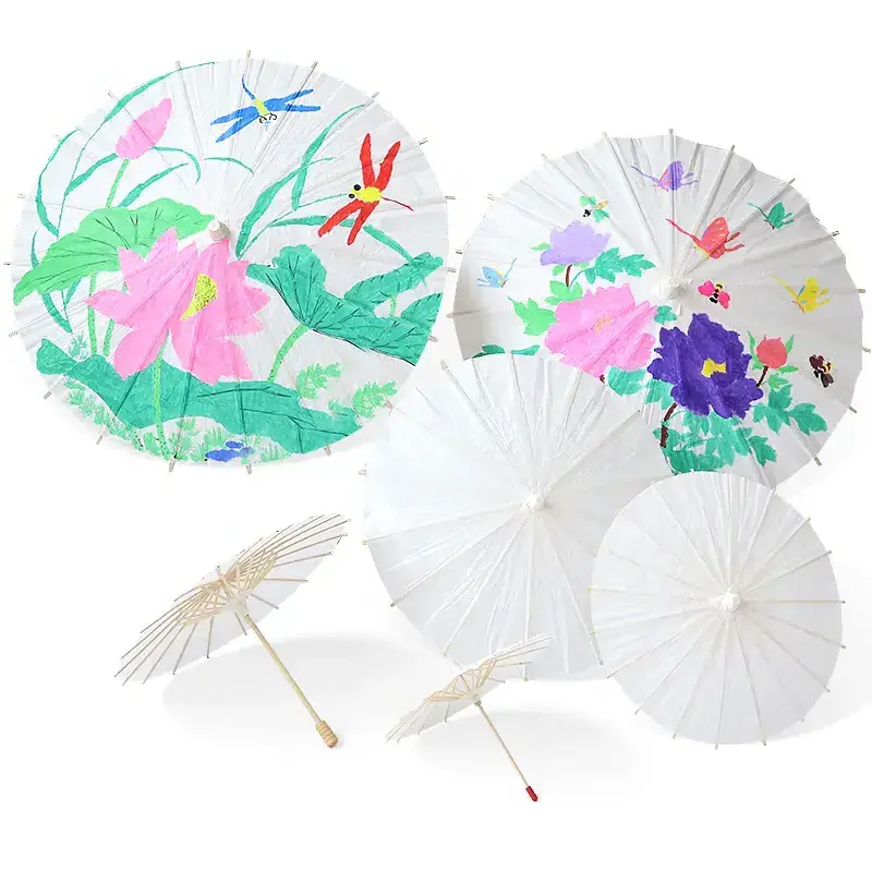 Wholesale Promotional Custom Paper Brida Wedding Umbrellas White Parasol Handmade Plain Chinese Craft Umbrella for Decoration