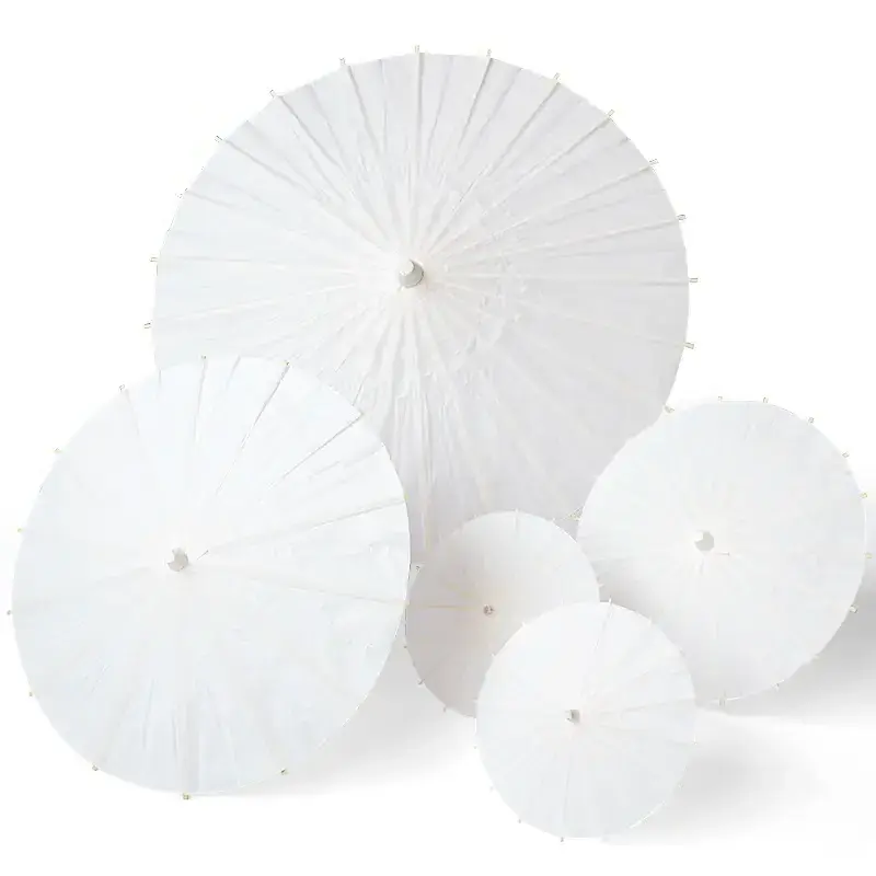 Wholesale Promotional Custom Paper Brida Wedding Umbrellas White Parasol Handmade Plain Chinese Craft Umbrella for Decoration