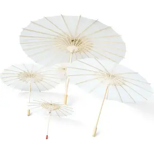 Wholesale Promotional Custom Paper Brida Wedding Umbrellas White Parasol Handmade Plain Chinese Craft Umbrella for Decoration