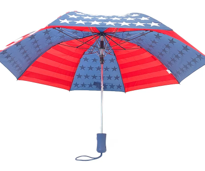 Hot Sale American Silk Print Fully Automatic Folding Umbrella With USA National Flag Retro Pattern