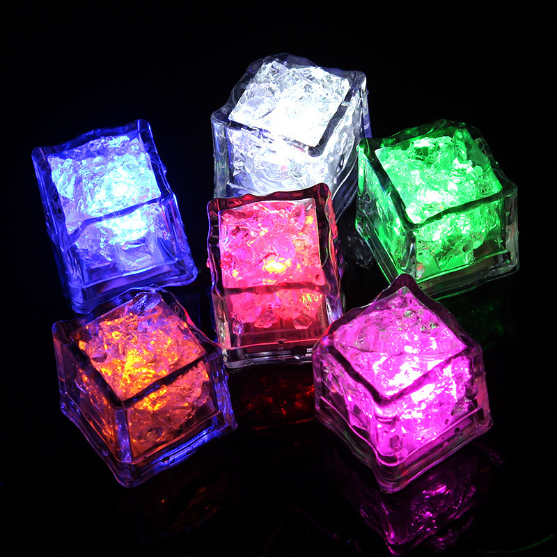 Hot Waterproof Food Grade Material Multi Color Light Up Ice Cube Led Flashing Small Led Ice Cube for Drinks Bar Party Wedding