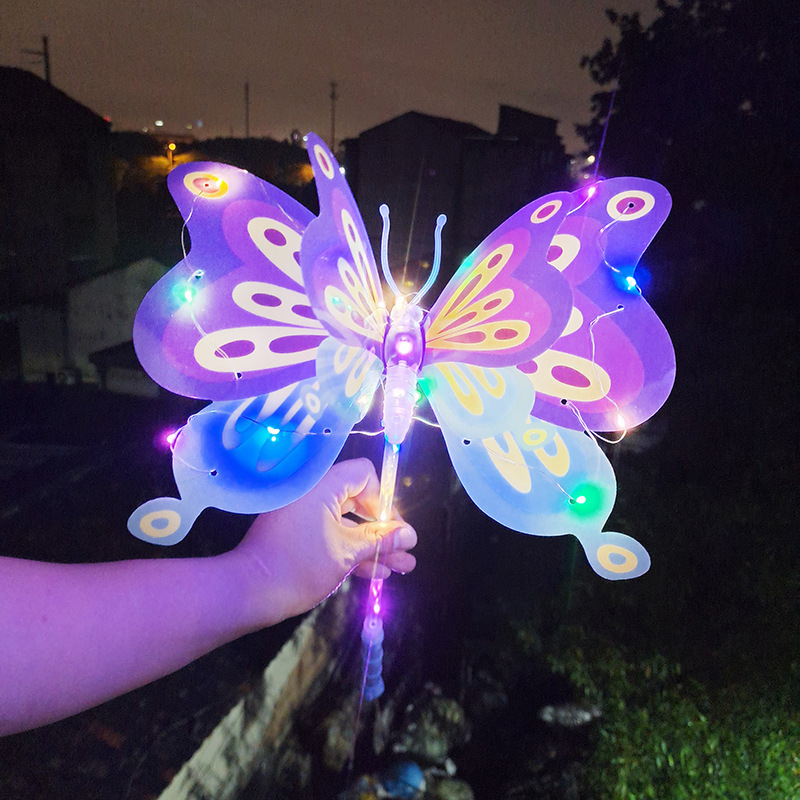 Colorful Luminous Wings Glitter Butterfly Butterfly Toy Led Glow Sticks For Promotional Event