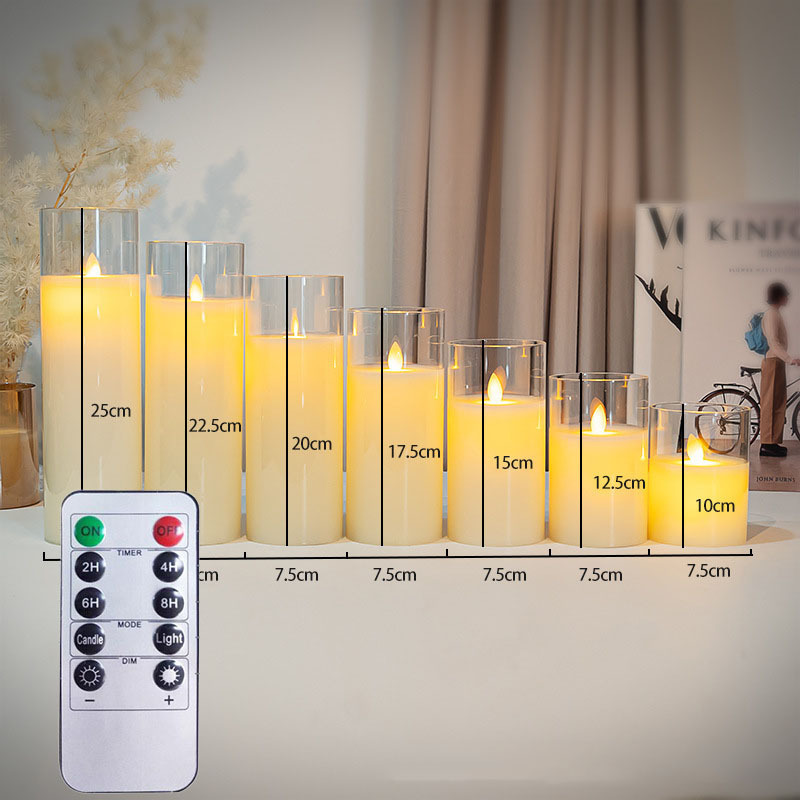 Hot Selling Eco-Friendly Flameless Warm Color Electric Battery Operated LED Pillar Candles in Glass with Remote Timer