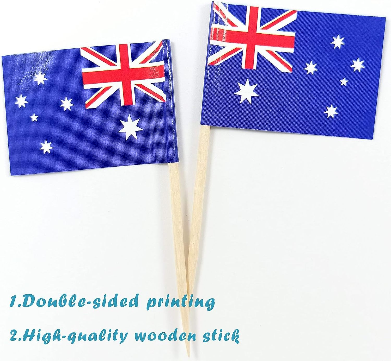 Factory Made Wholesale Cheap Custom Mini Size Australia Toothpicks Paper Flag  Bamboo Pole For Cocktail Fruit Cake