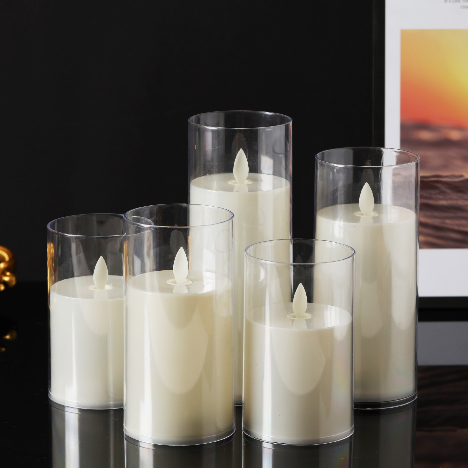 Hot Selling Eco-Friendly Flameless Warm Color Electric Battery Operated LED Pillar Candles in Glass with Remote Timer