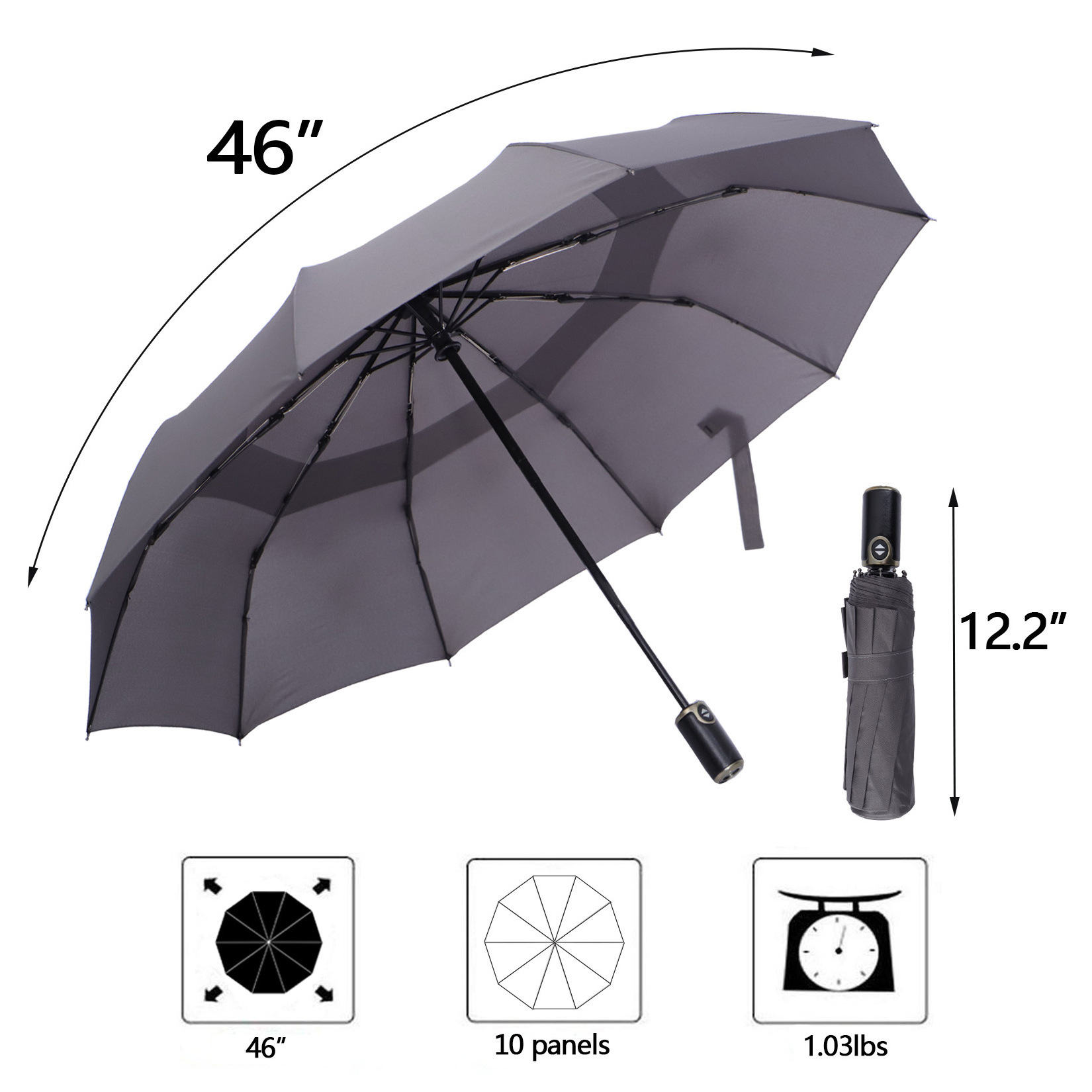 Best Selling Portable Travel Strong Compact Umbrella for Wind and Rain Automatic 3 Folding Umbrella with Custom Logo