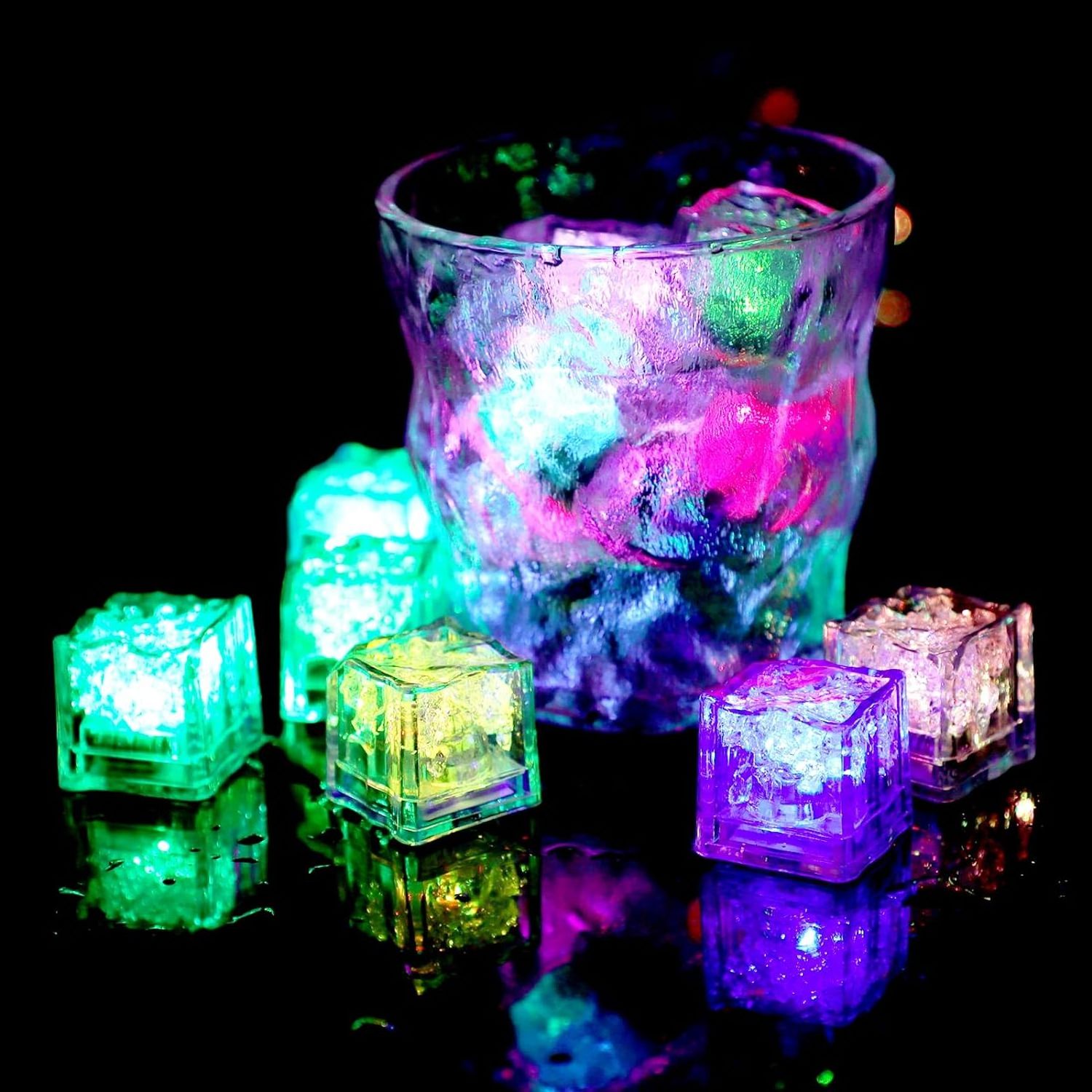 Factory Food Grade Waterproof Multi Color Glow Light Up Ice Cube Led Flashing Ice Cube Light for Drinks Bar Party Wedding