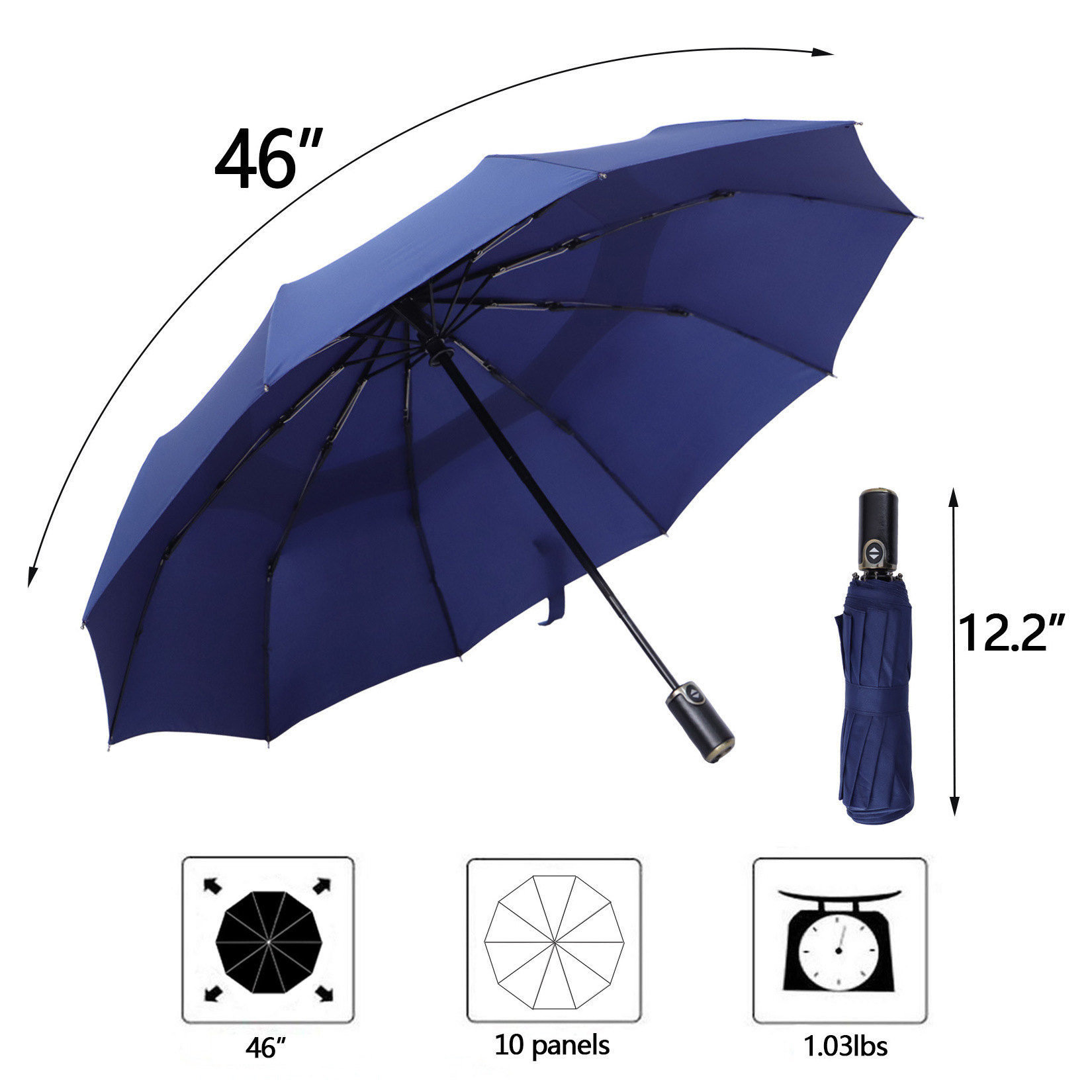 Best Selling Portable Travel Strong Compact Umbrella for Wind and Rain Automatic 3 Folding Umbrella with Custom Logo