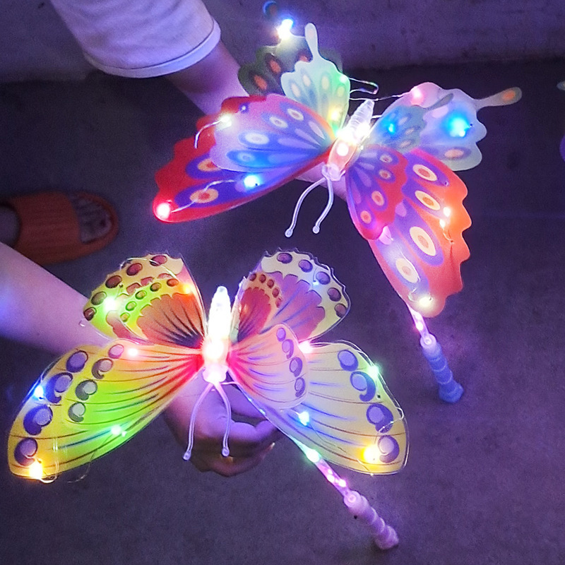 Colorful Luminous Wings Glitter Butterfly Butterfly Toy Led Glow Sticks For Promotional Event