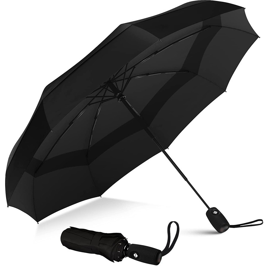 Best Selling Portable Travel Strong Compact Umbrella for Wind and Rain Automatic 3 Folding Umbrella with Custom Logo