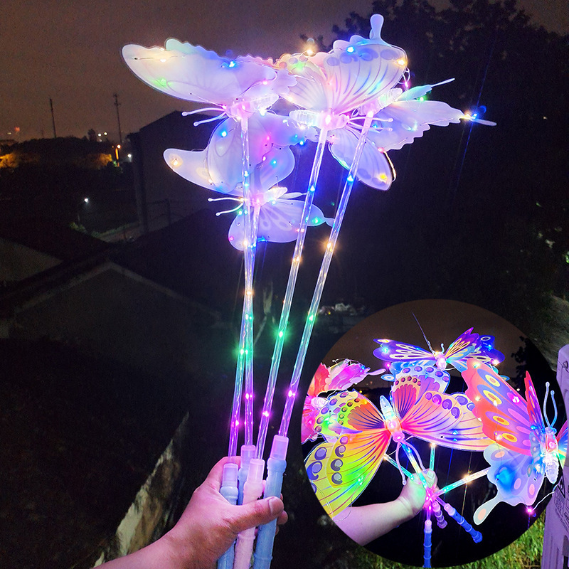 Colorful Luminous Wings Glitter Butterfly Butterfly Toy Led Glow Sticks For Promotional Event