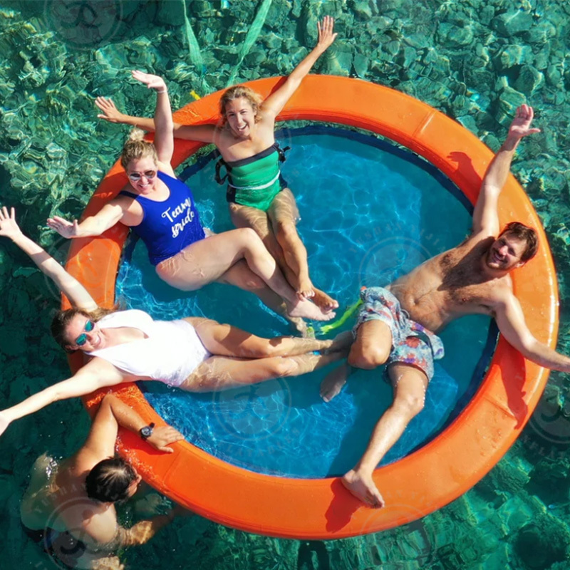 Custom Swimming Pool Portable Foldable Hangout Circular Water Lounger dock Inflatable Floating Water Hammock With Mesh