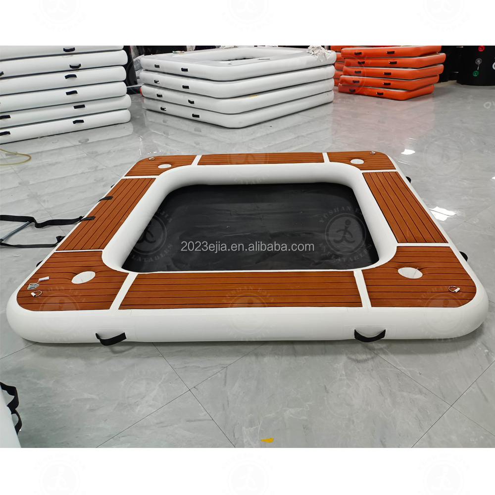 Inflatable Floating Platform Water Hammock with Cup Holder Mesh for Boat