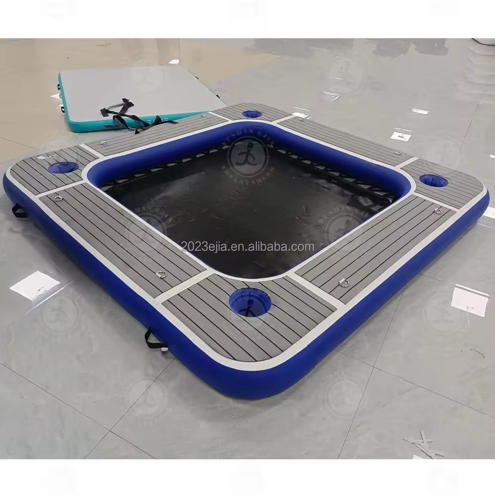 3x3M Non-slip Floating Platform Dock Portable Inflatable Water Hammock with Mesh for Sea Boat