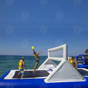 Inflatable Water Park Equipment Floating Volleyball Field Inflatable Water Volleyball Court Field With Trampoline