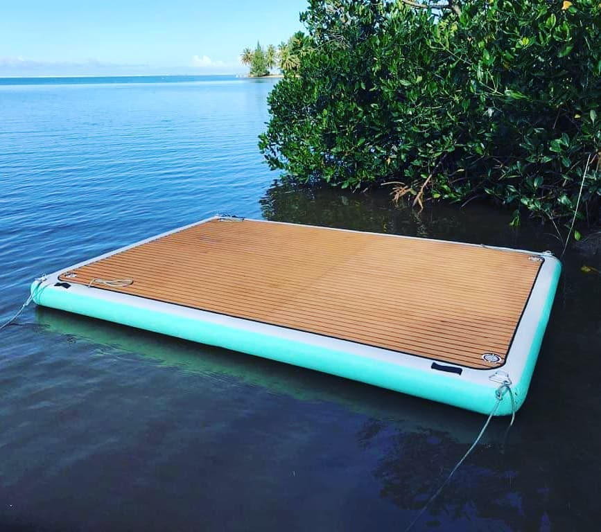 New design pool DWF material Inflatable Fishing Floating Platform Pad Mat Airtight Jet Ski Dock Mat Swimming Water Island