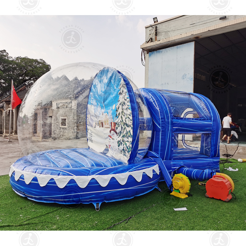 Customized Pvc Snow Globe Inflatable Bounce House Halloween Christmas Decoration Bubble Photo Booth Giant Inflatable Snow Globe