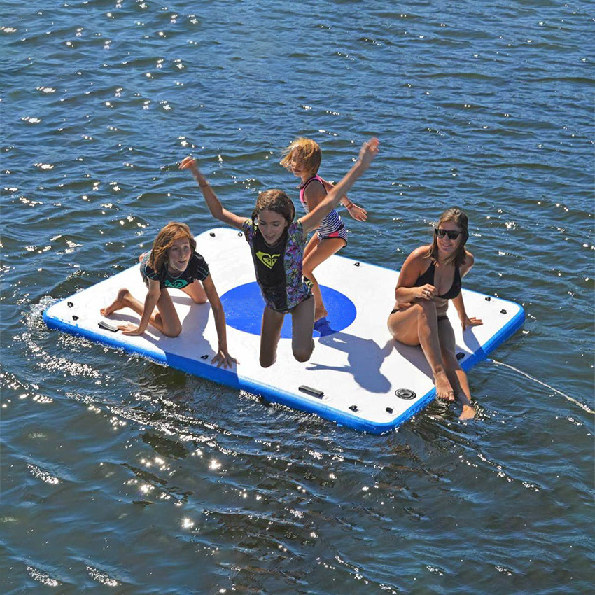 New design pool DWF material Inflatable Fishing Floating Platform Pad Mat Airtight Jet Ski Dock Mat Swimming Water Island