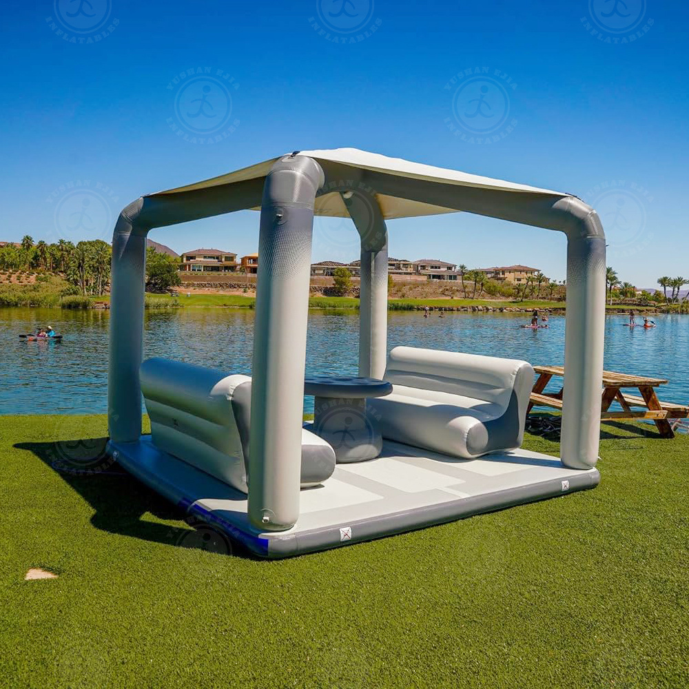 Commercial Dwf Inflatable Water Floating Island Inflatable Wharf Raft Inflatable Aqua Bana River Tube With Tent