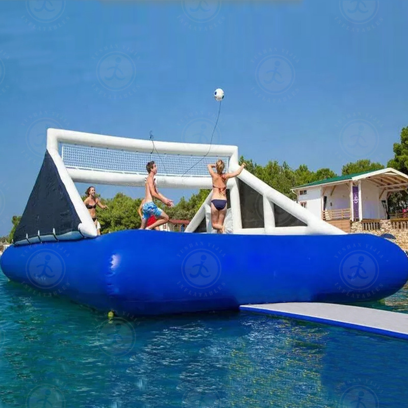 Inflatable Water Park Equipment Floating Volleyball Field Inflatable Water Volleyball Court Field With Trampoline