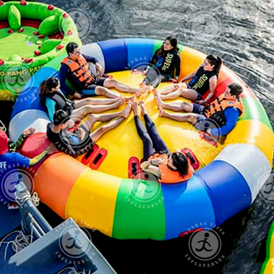 Inflatable Floating Spinner Twister Water Park Disco Boat Water Rocker Saturn Inflatable Water Rotating Disco Spinning Boat