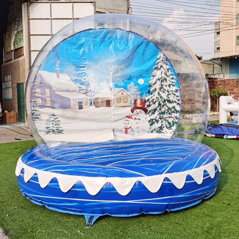 Customized Pvc Snow Globe Inflatable Bounce House Halloween Christmas Decoration Bubble Photo Booth Giant Inflatable Snow Globe