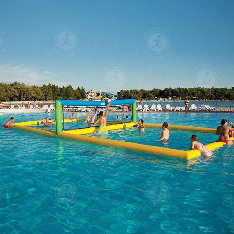 Custom Outdoor Swimming Pool Water Park Sport Games Inflatable Water Volleyball Filed Floating Inflatable Water Volleyball Court