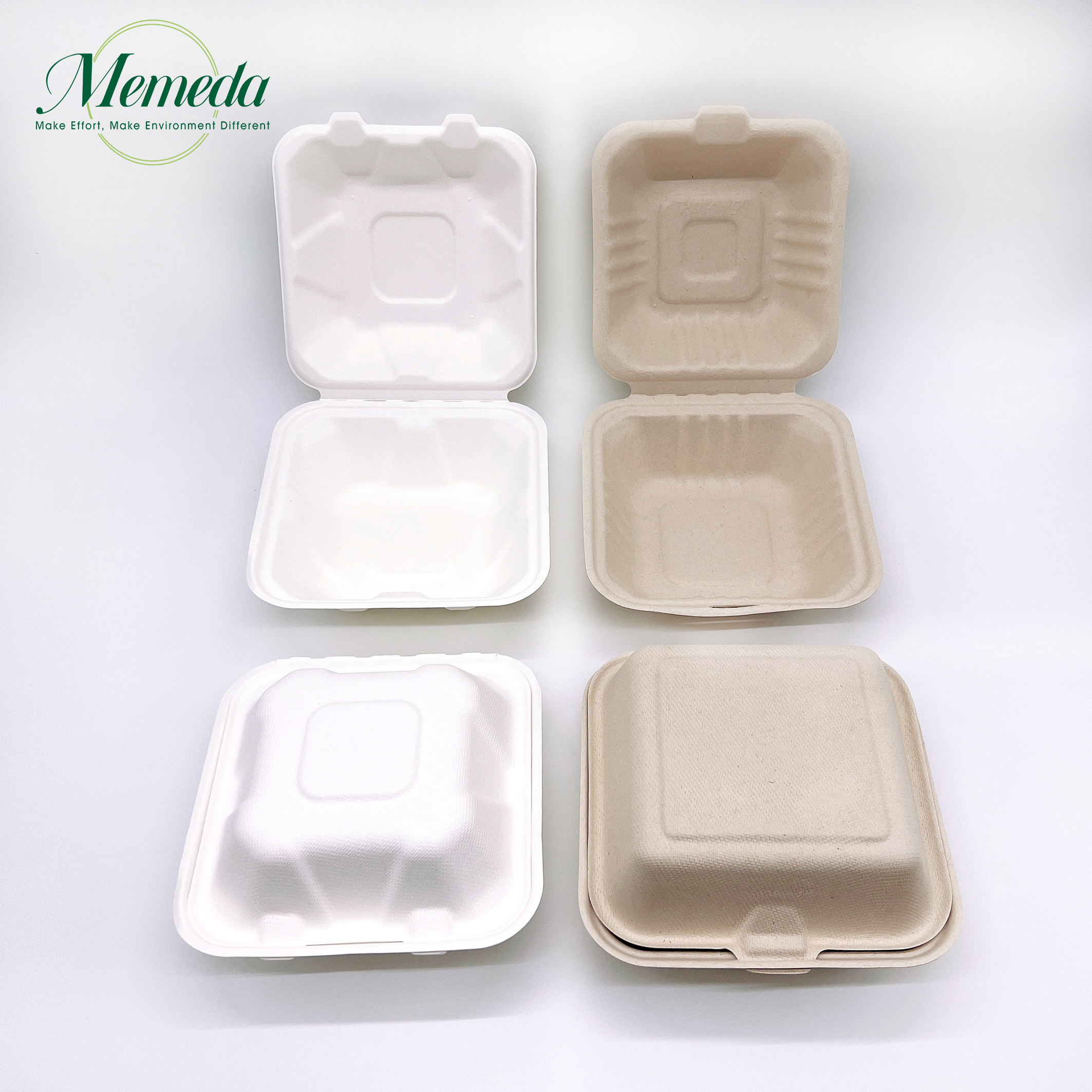 New Design Biodegradable Disposable Takeaway Lunch Box With Lid,Compostable Sugarcane Bagasse Clamshell Food Container