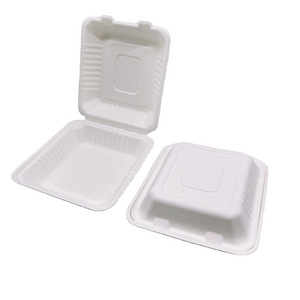 New Design Biodegradable Disposable Takeaway Lunch Box With Lid,Compostable Sugarcane Bagasse Clamshell Food Container