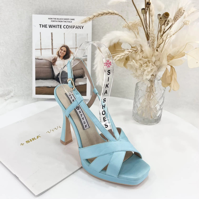 SIKA OEM Fashionable Ocean Blue Casual Platform Blue Chunky Heeled Sandals