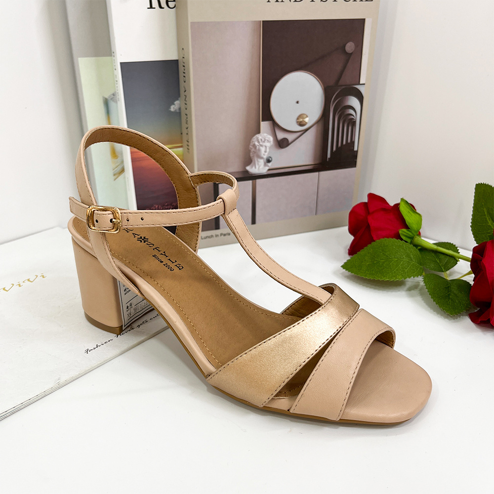 Discounted shoes women elegant classic high heels custom sandals open toe kitten low heel beige pumps for women outdoor