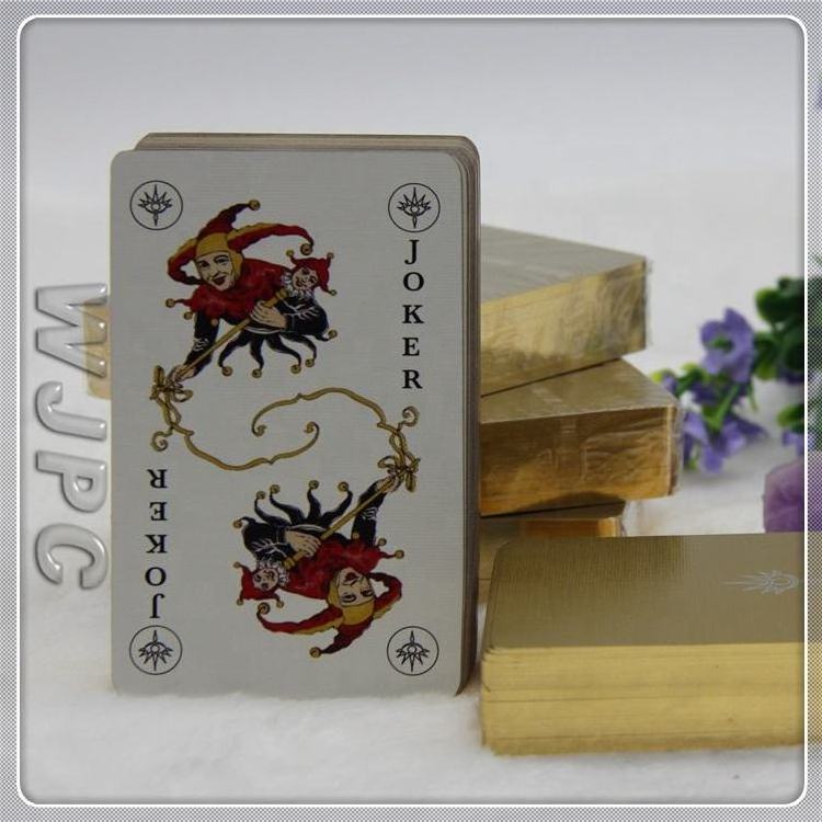 Custom Printing Logo Design Full Color Gold Edged Foil Poker Playing Cards Set