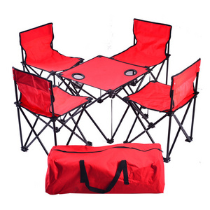 Picnic BBQ Outdoor Camping Nylon portable folding table and Chair set Camping kit Folding table and chair set Camping