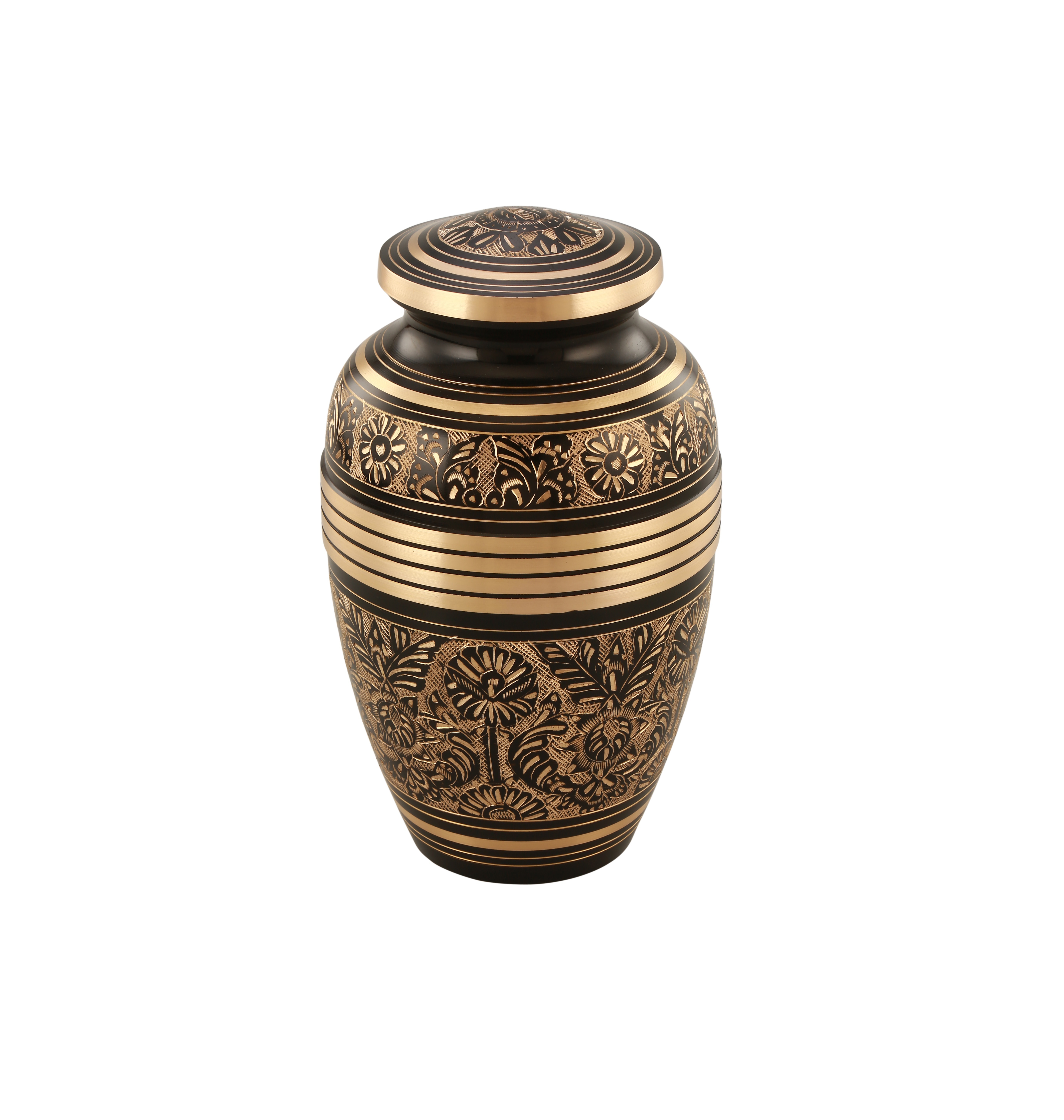 Brass Keepsake Cremation Urns With Touching Flower Design For Funeral Supplies Urns Coffin Casket For Human Ashes