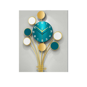 Flower Bouquet Design Brass Metal Wall Clock Large Size High Quality Restaurant Decorative Wall Clocks At Cheap Price