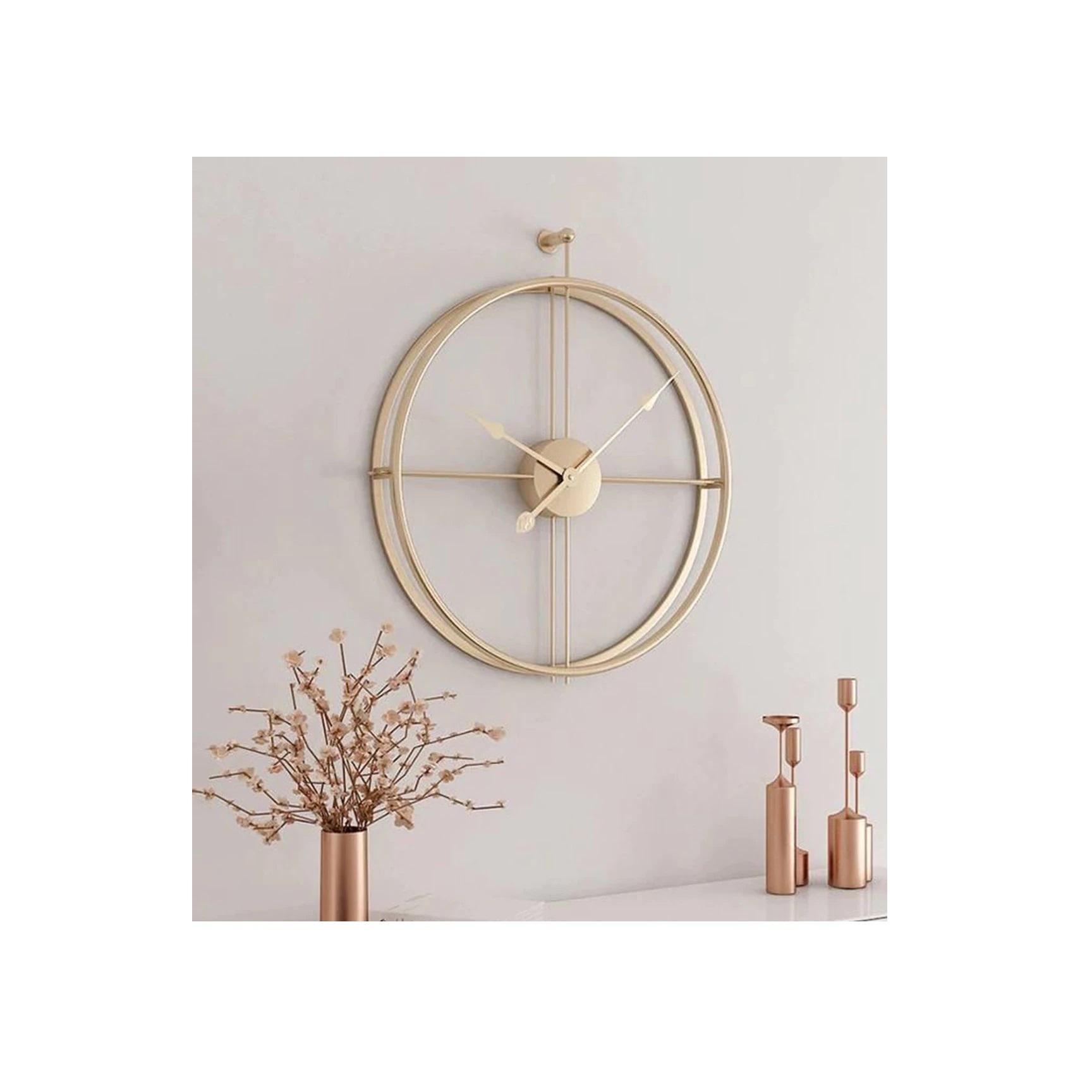 Flower Bouquet Design Brass Metal Wall Clock Large Size High Quality Restaurant Decorative Wall Clocks At Cheap Price